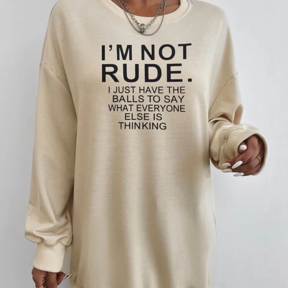 Cream Colored Drop Shoulder Sweatshirt (Funny Saying) - Picture 6 of 6